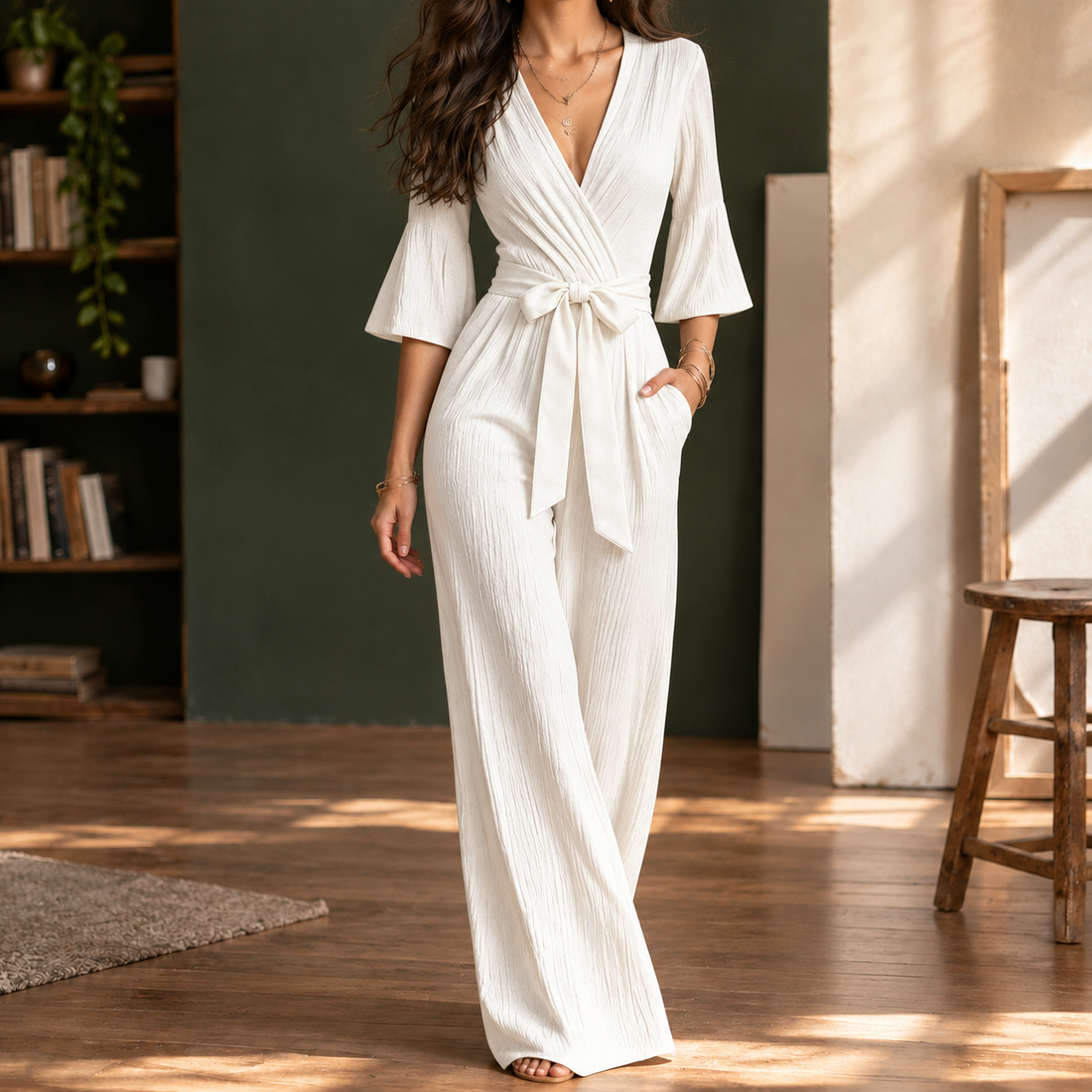 Fernanda Wrap Front Jumpsuit - White