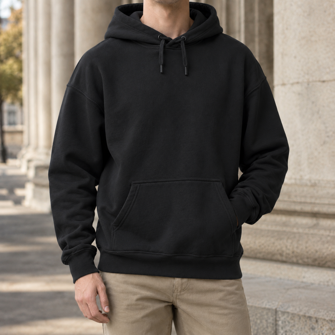 Mathias Drawstring Hoodie - Black