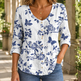 Odette-Hope Scoop Neck Blouse - White Navy
