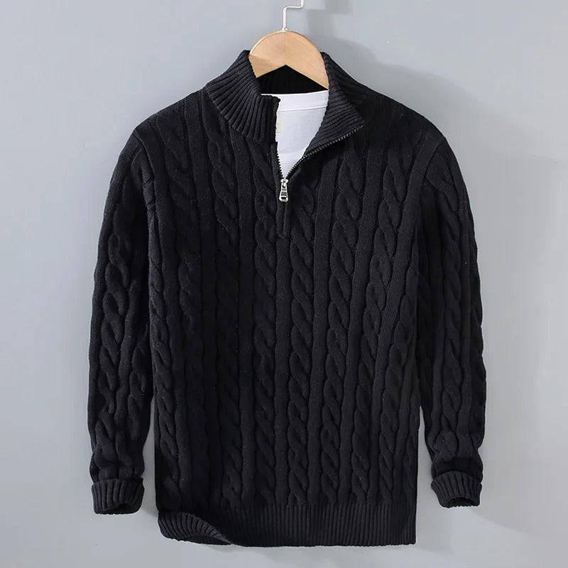 Avellino Cable-Knit Sweater - Black