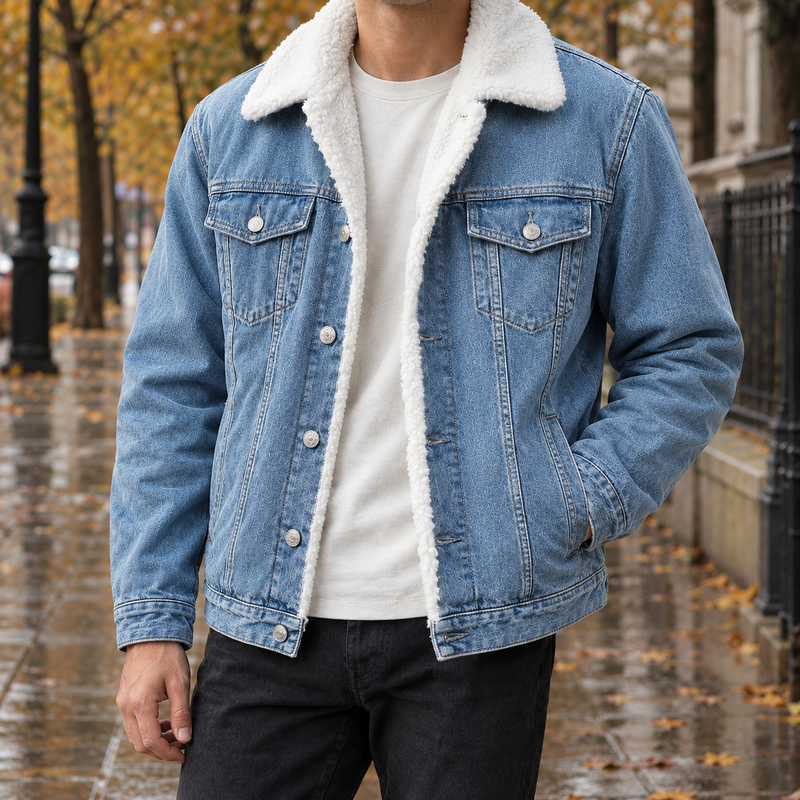 Magnus Sherpa-Lined Jacket - Light Blue