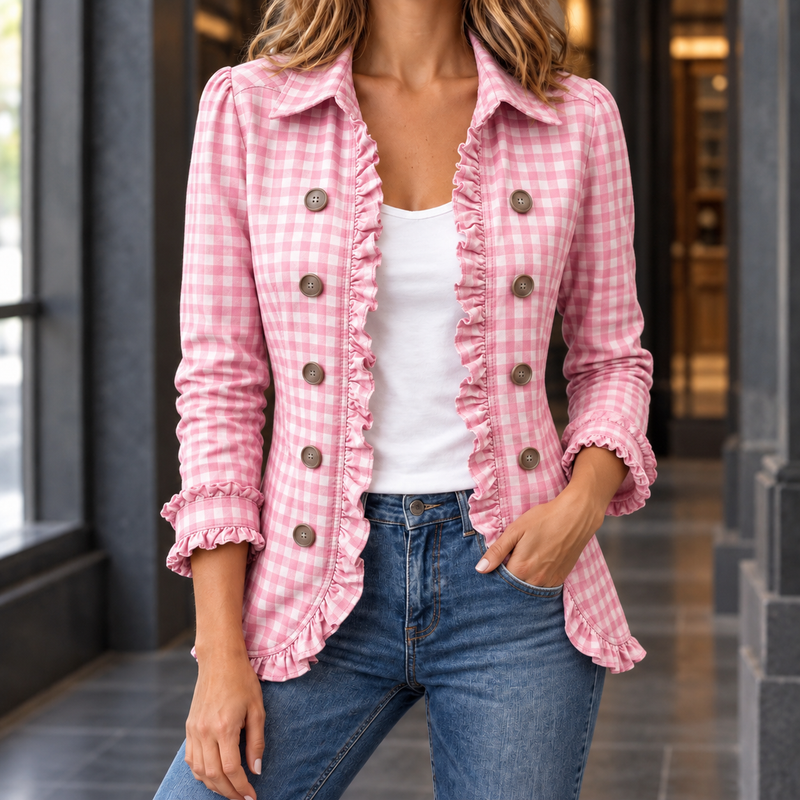 Marina-Louise Gingham Jacket - Pink