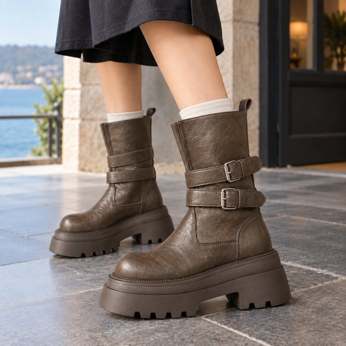 Campana-Arezzo Buckle Boots - Brown