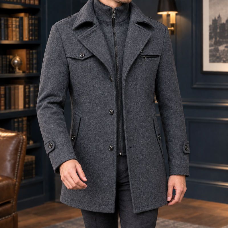 Vaughn Double Collar Coat - Gray