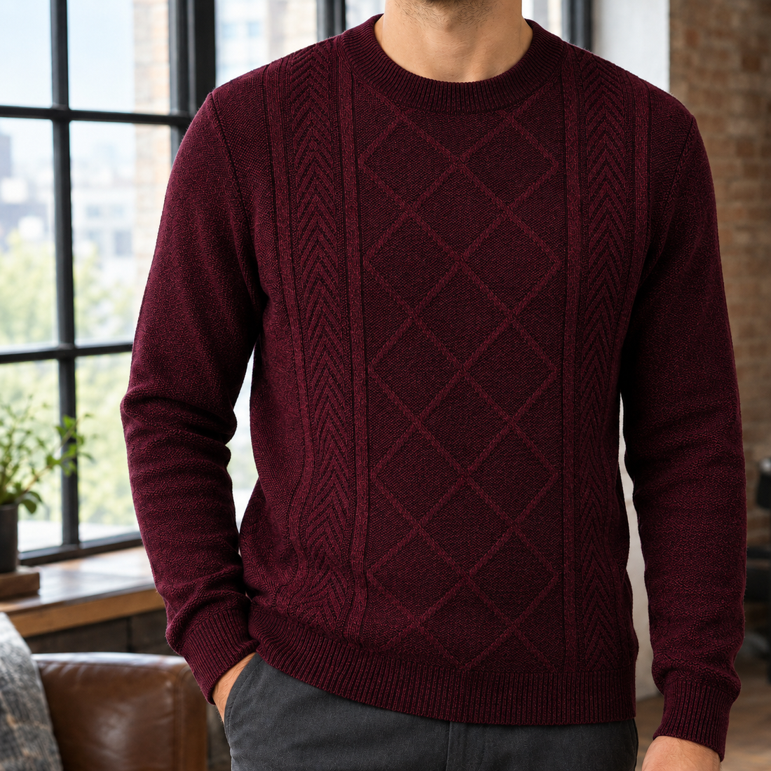 Knox Crew Neck Sweater - Burgundy