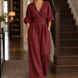 Elodie-Rae Wide-Leg Jumpsuit - Burgundy