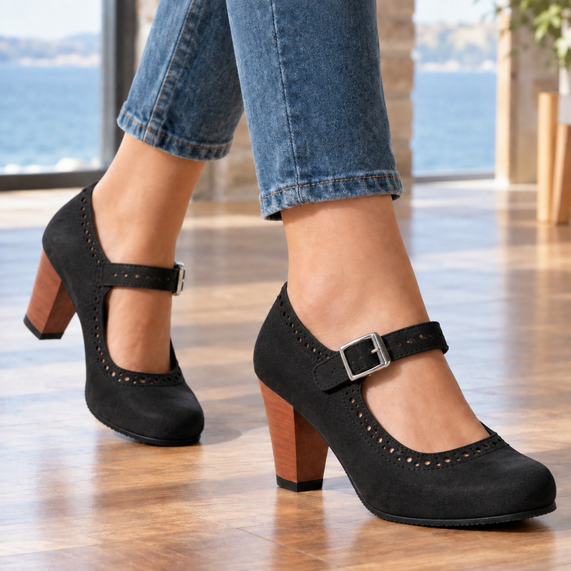 Accardi Brogue Mary Janes - Black