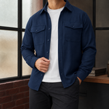 Dario Cotton Overshirt - Navy Blue