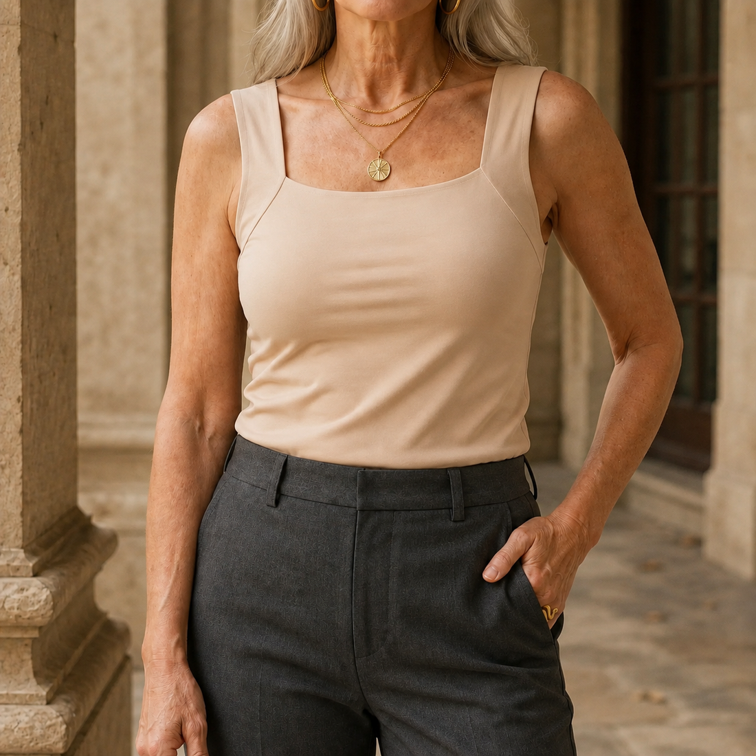 Tallulah-Jade Built-In Tank - Nude