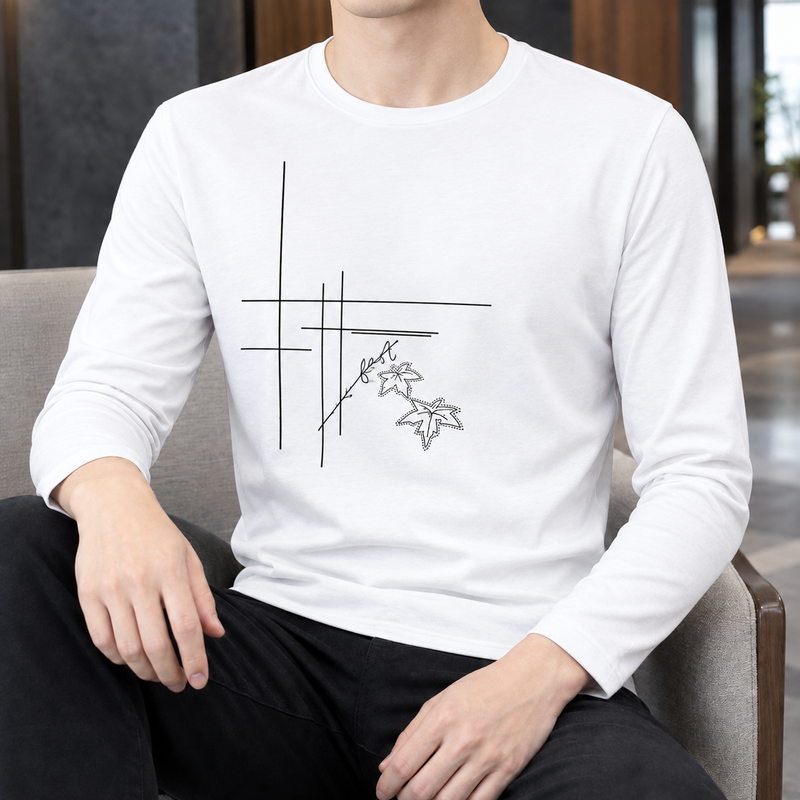 Florian Crew Neck Top - White Bamboo Flower