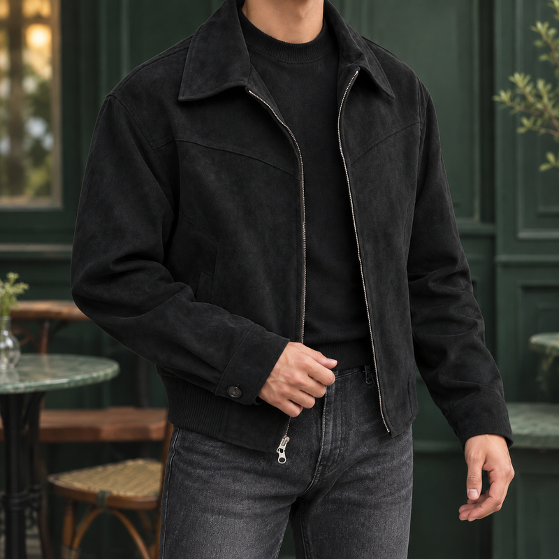 Solomon Suede Jacket - Black