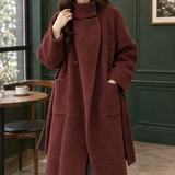 Katrina-Pearl Cashmere Coat - Red Brown