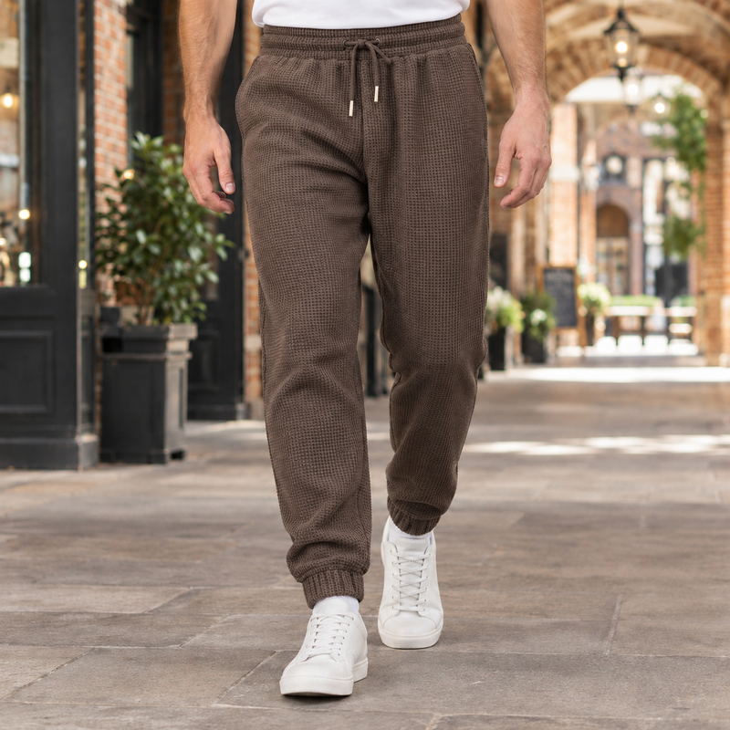 Gareth Waffle Joggers - Brown