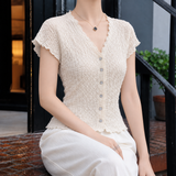 Mabel-June Pleated Cardigan - Off White