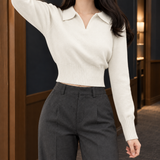 Tiphaine-Eve Polo Knit Top - White