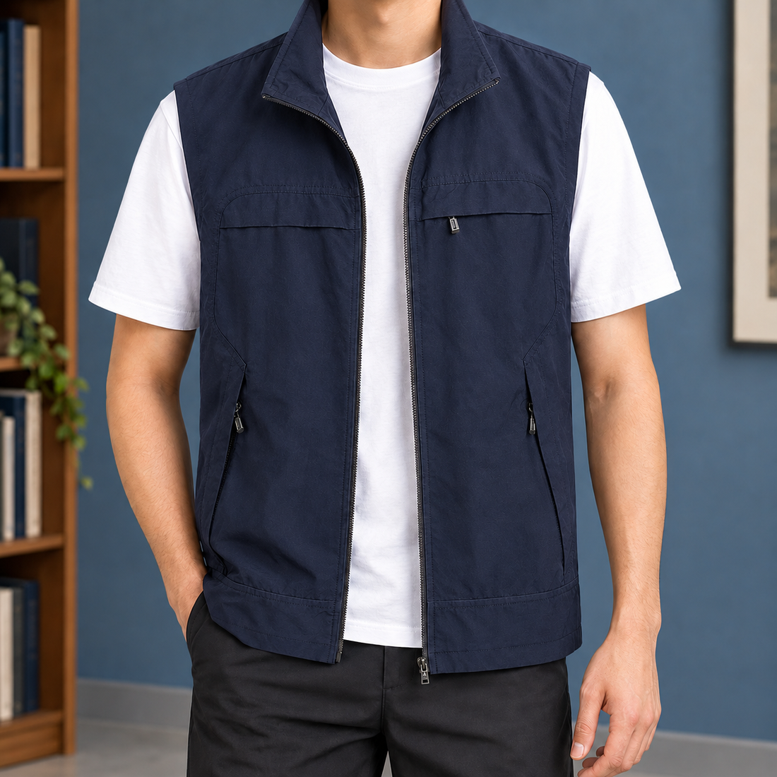 Dario Utility Vest - Navy Blue