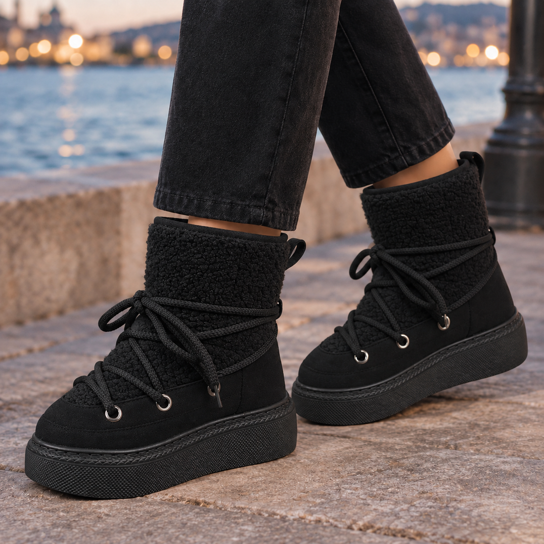 Badoer-Garda Platform Snow Boots - Black