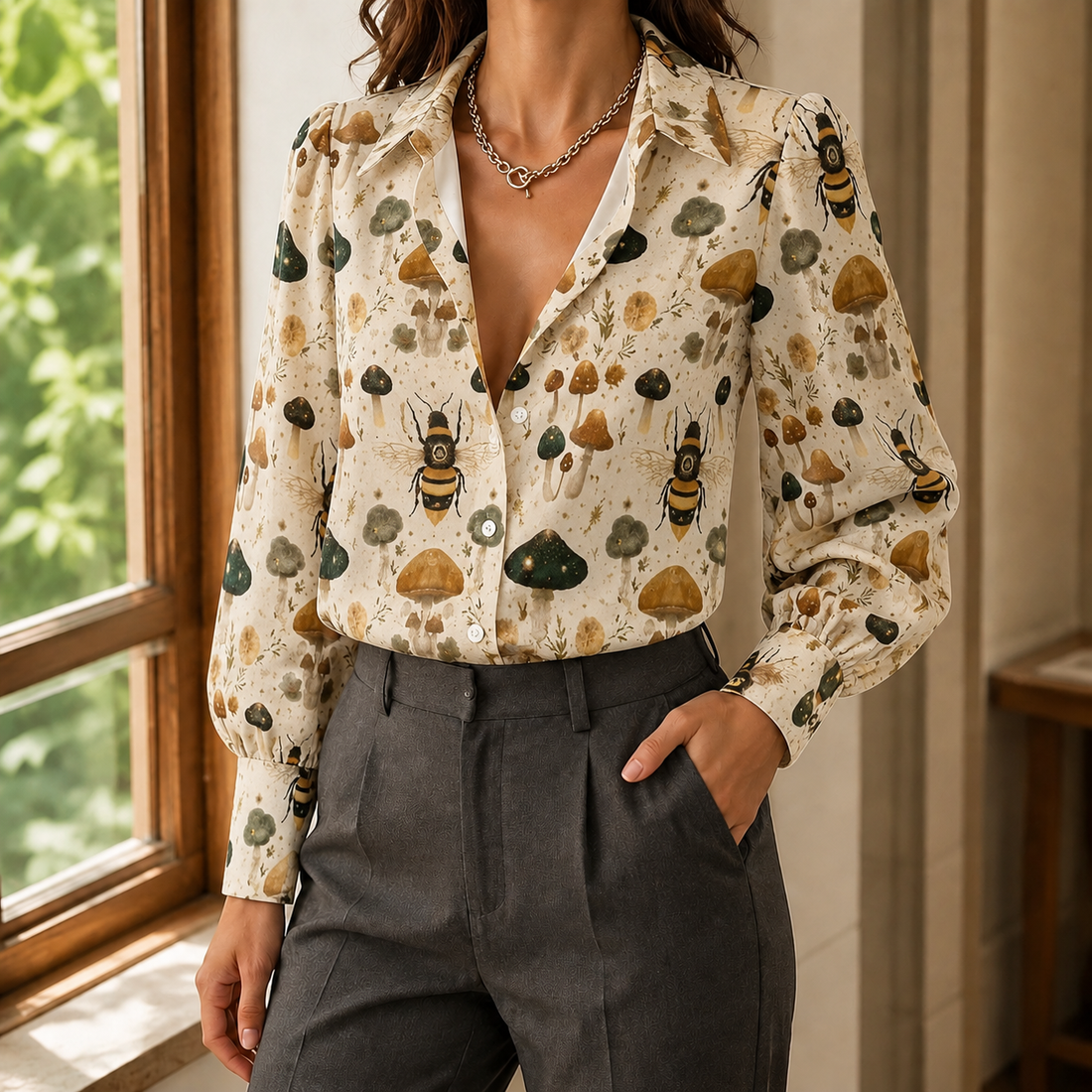 Giulietta Printed Blouse - Apricot