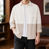 Laurence Color Block Overshirt - Ivory Beige