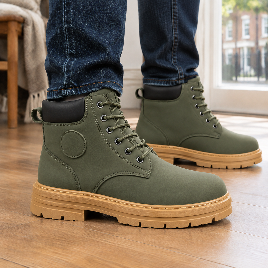 Bentivoglio Lace-Up Boots - Olive Green
