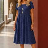 Annabel Dotted Midi Dress - Blue