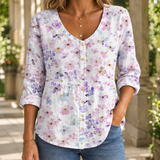 Odette-Hope Scoop Neck Blouse - White Pastel Floral