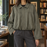 Riley-Skye Suede Bomber Jacket - Army Green