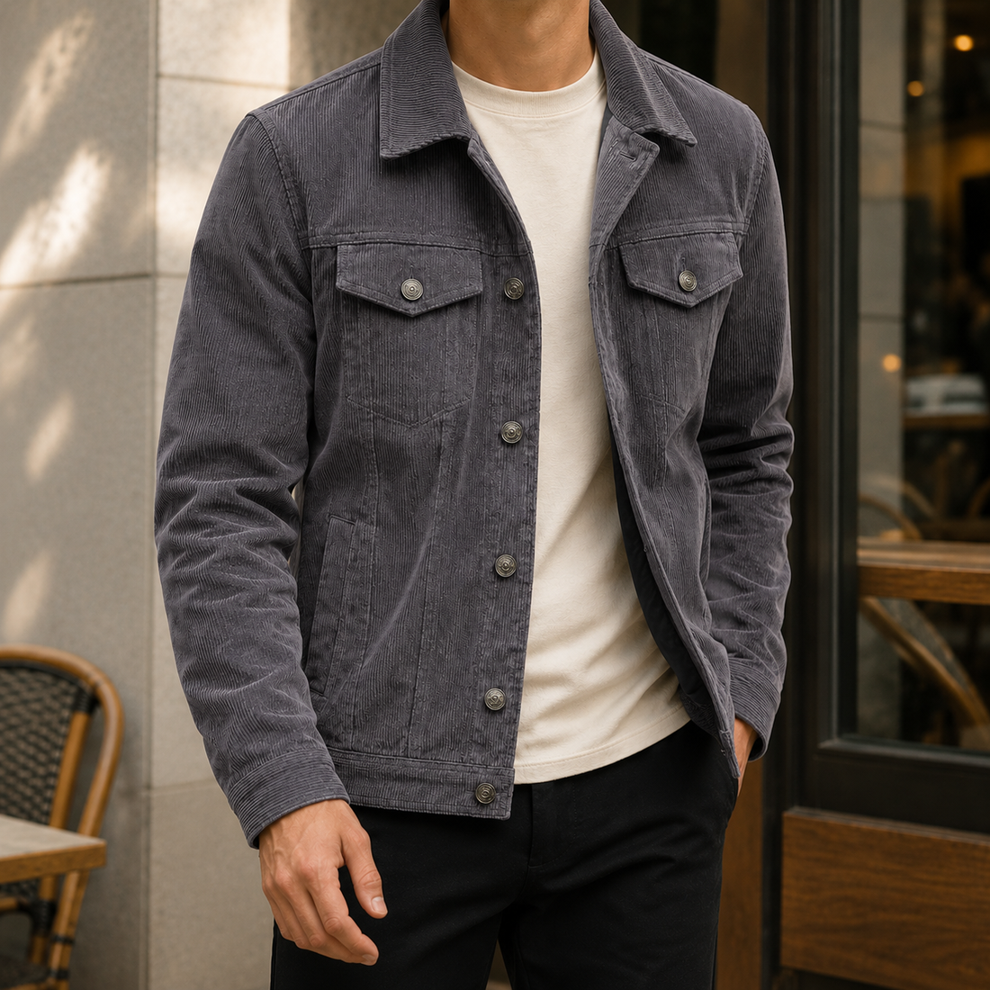 Sullivan Corduroy Trucker Jacket - Gray
