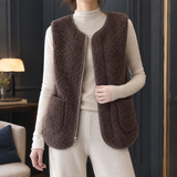 Roseline-Hope Teddy Zip Vest - Brown