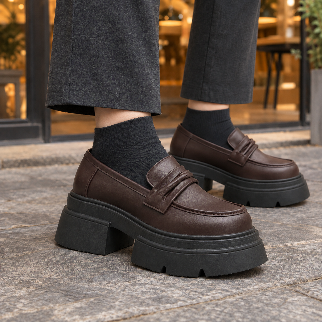 Erbetta Platform Loafers - Dark Brown