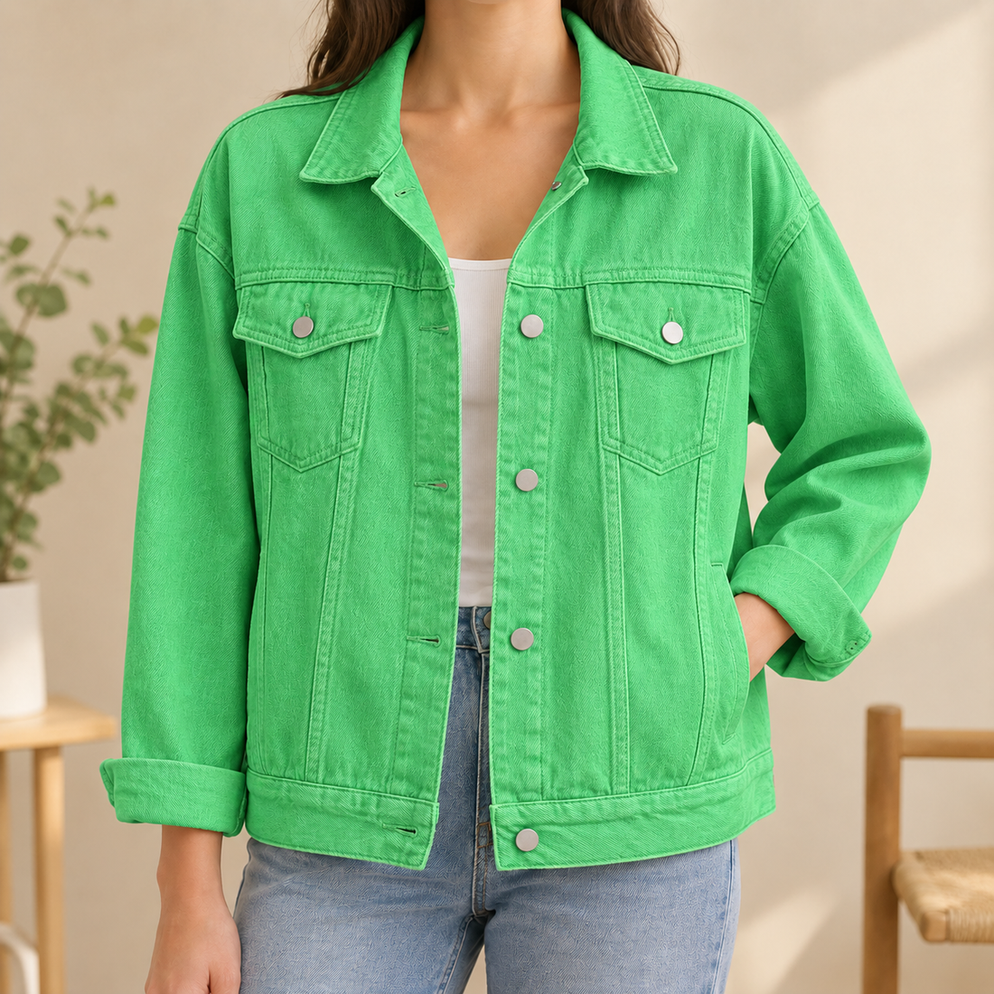 Nicolette Denim Overshirt - Green