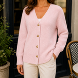 Adriana Heart-Button Sweater - Pink