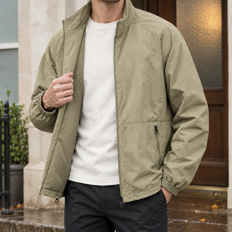 Harlan Stand Collar Jacket - Khaki