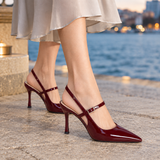 Marinelli Slingback Heels - Burgundy