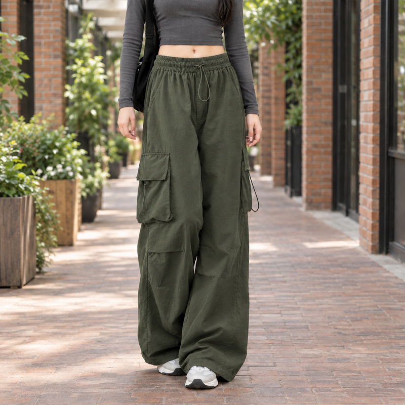 Pippa-Grace Wide Leg Pants - Army Green