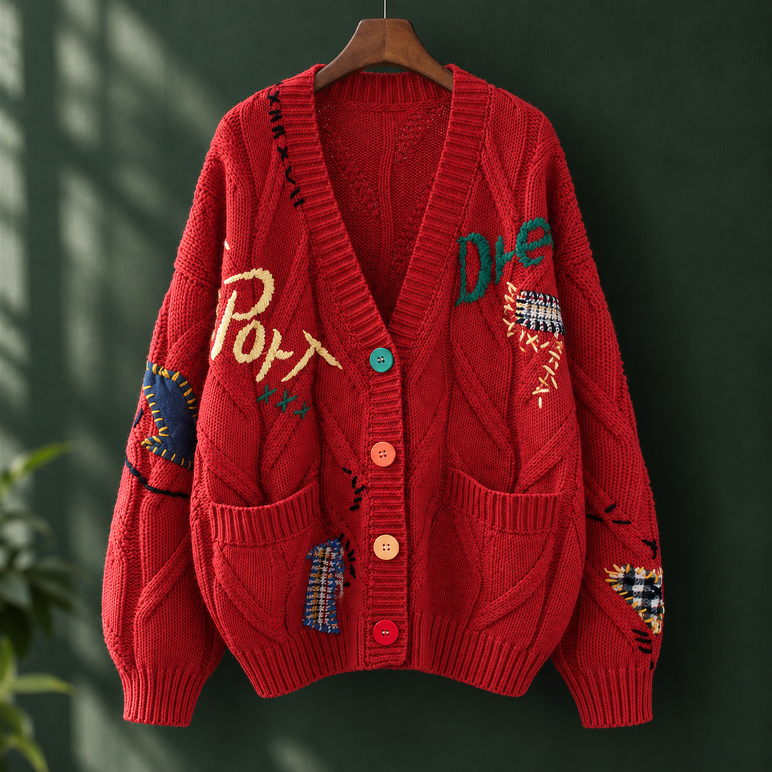 Rebecca Embroidered Cardigan - Red