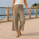 Meredith-Elise Sculpted Wide Leg Pants - Khaki