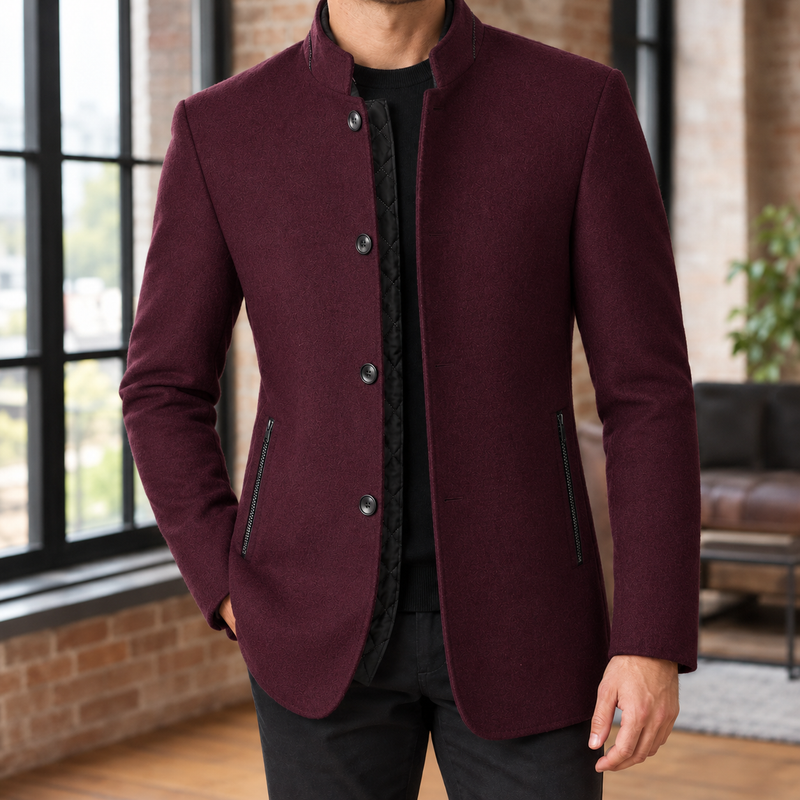 Oliver Stand Collar Jacket - Wine Red
