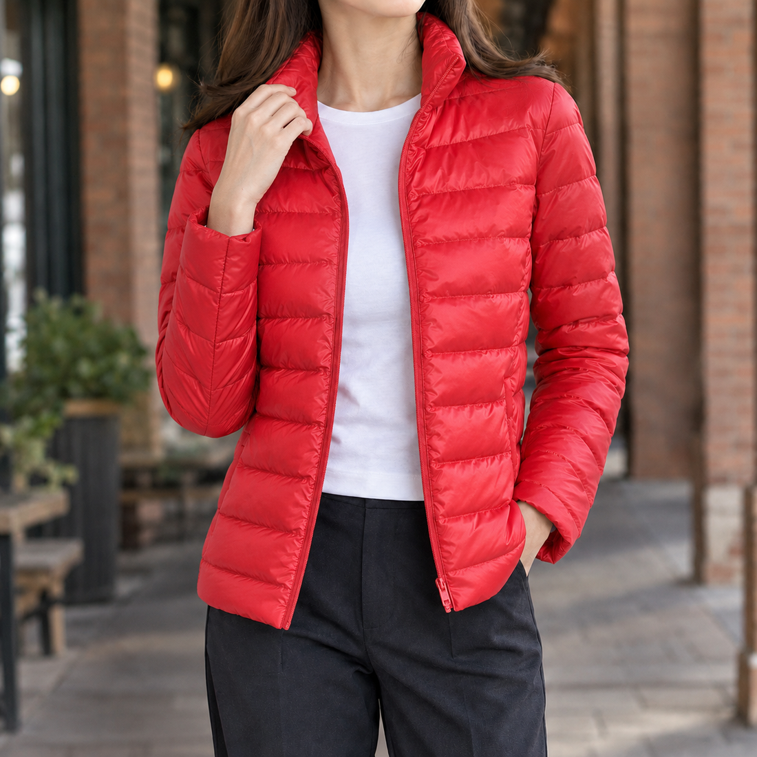 Sibylla Cashmere Puffer Jacket - Red