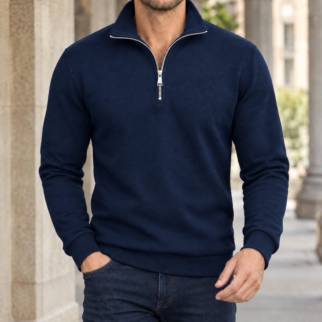 Blake Half-Zip Sweatshirt - Navy Blue