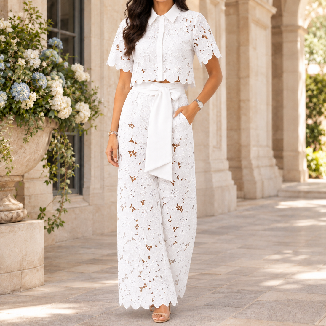 Fenna-June Wide-Leg Set - White