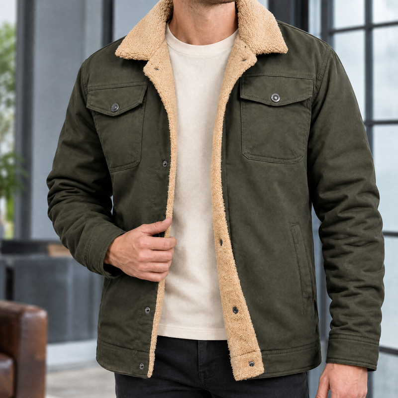 Hadrian Fleece-Lined Jacket - Military Green