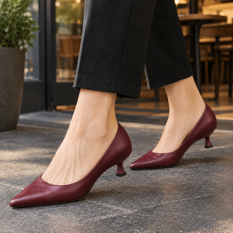 Zeno-Zara Kitten Heel Pumps - Red