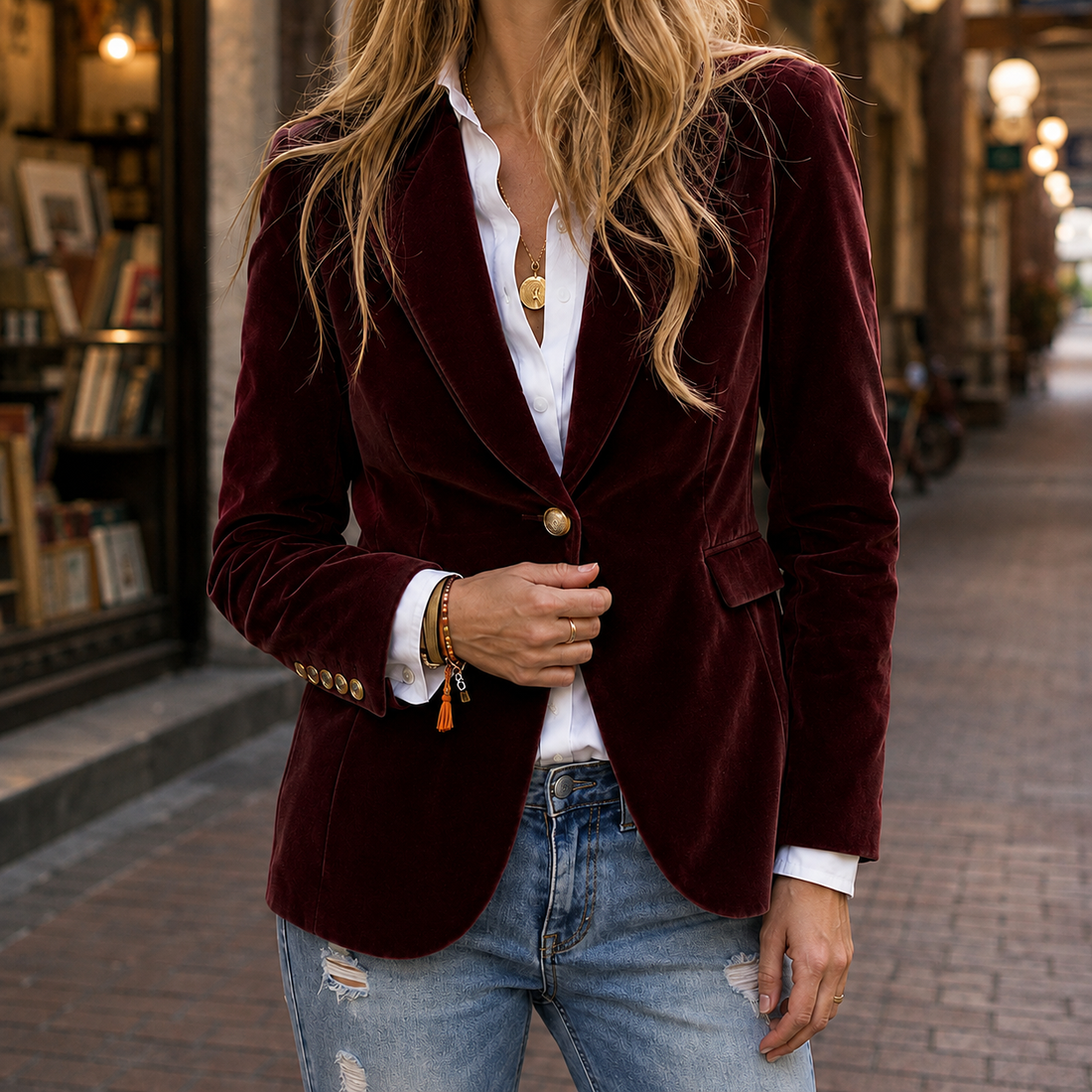 Sylvie-Marie Tailored Blazer - Burgundy