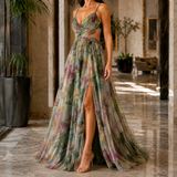 Mina Watercolor Maxi Dress - Green