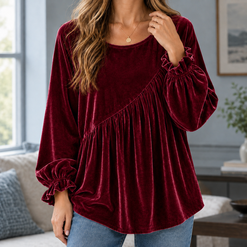 Juliet-Claire Asymmetric Top - Wine Red