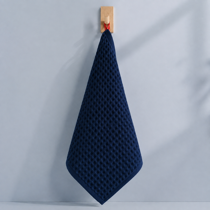 Millstone Waffle Cotton Towels - Navy Blue