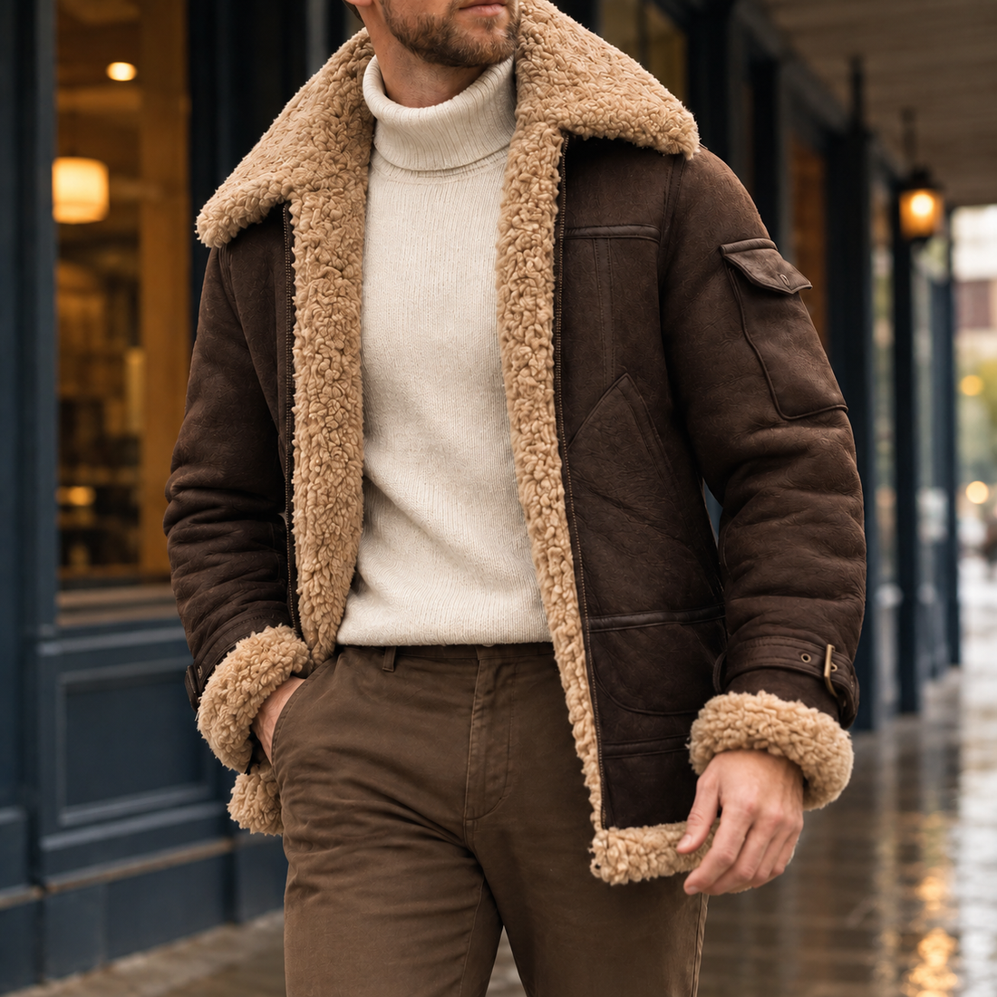 Connor Aviator Jacket - Coffee