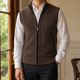 Caleb Sleeveless Knit Jacket - Brown