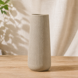 Amberley Ribbed Ceramic Vase - Frosted Khaki